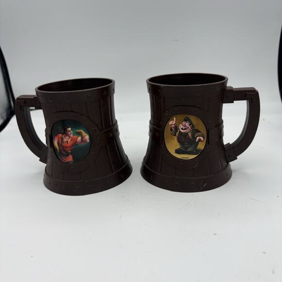 Disney Parks‎ Mugs Cups Gaston LeFou Set of 2 Beauty Beast Tavern Pub Brew E1 - Picture 1 of 11